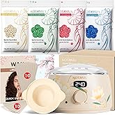 KOTAMU Waxing Kit for Women & Men, Wax Warmer for Hair Removal, Digital Wax Kit with Silicone Pot,Ideal for Face Eyebrow Arm Legs Armpit &Sensitive Skin, Bloomy Waxing Machine for Home Salon Use