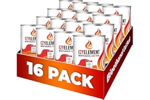 EZYELEMENT Gel Fuel for Indoor & Outdoor Use – Make The Smart Choice with a Non-Toxic, Clean-Burning Bioethanol Gel Fuel That Creates a Beautiful Real-Flame Glow (16 Pack, 13oz/368g)