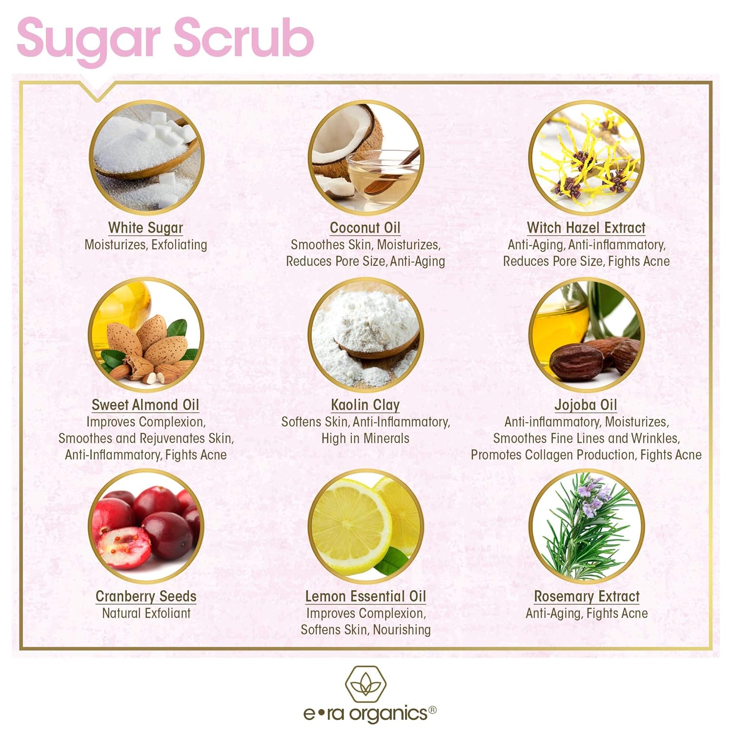 Natural & Organic Sugar Scrub Body Exfoliator - Spa Quality Organic Body Scrub with Food Grade Ingredients to Nourish, Moisturize & Rejuvenate Dull Dry Skin - No Harsh Chemicals, Parabens or Sulfates : Beauty