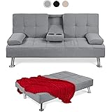Best Choice Products Linen Upholstered Modern Convertible Folding Futon Sofa Bed for Compact Living Space, Apartment, Dorm, B
