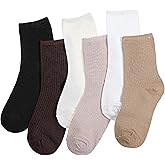 LIQWEI 6 Pairs Fall Sock, Crew Sock For Women, Scrunch Crew Socks for Women Cute Cotton Boot Socks, Crew Slouch Socks for Womens for Sport, Office, Home, School