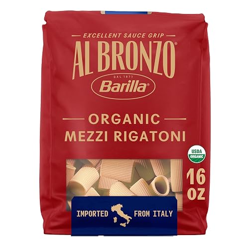 Al Bronzo by Barilla Organic Mezzi Rigatoni Pasta , Bronze Cut Pasta Created from High Quality Or...