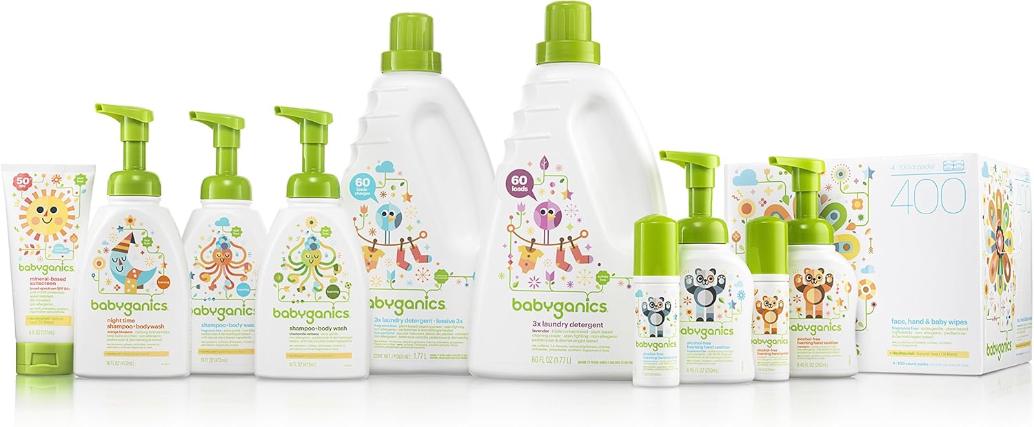 Babyganics Baby Shampoo + Body Wash Pump Bottle, Fragrance Free, 16oz, 3 Pack, Packaging May Vary: Health & Personal Care