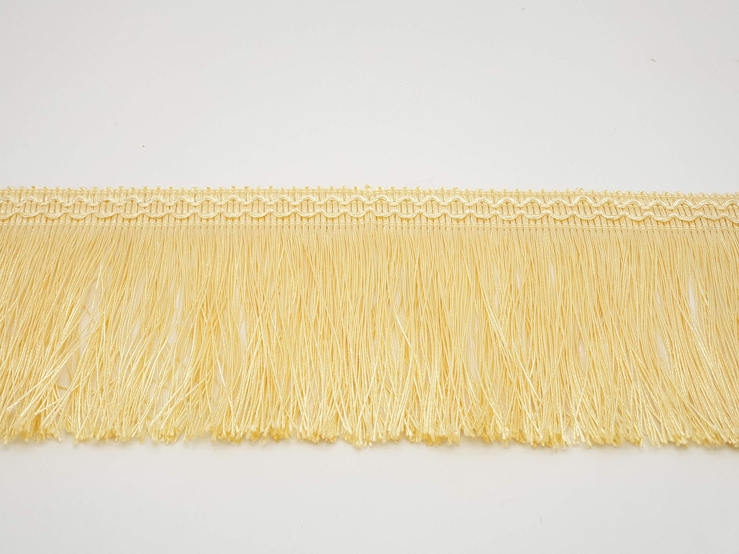Mnj-Trimmings-4 METRE Fringe Tassel Trim 10CM Wide Available in 17 Colours (Pale Gold)