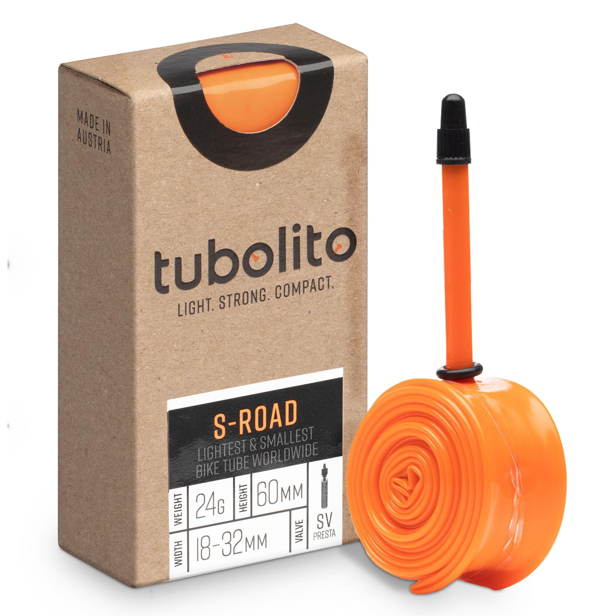 Tubolito S-Tubo 700C X 18-28mm Presta Tube, 60mm Valve,Orange
