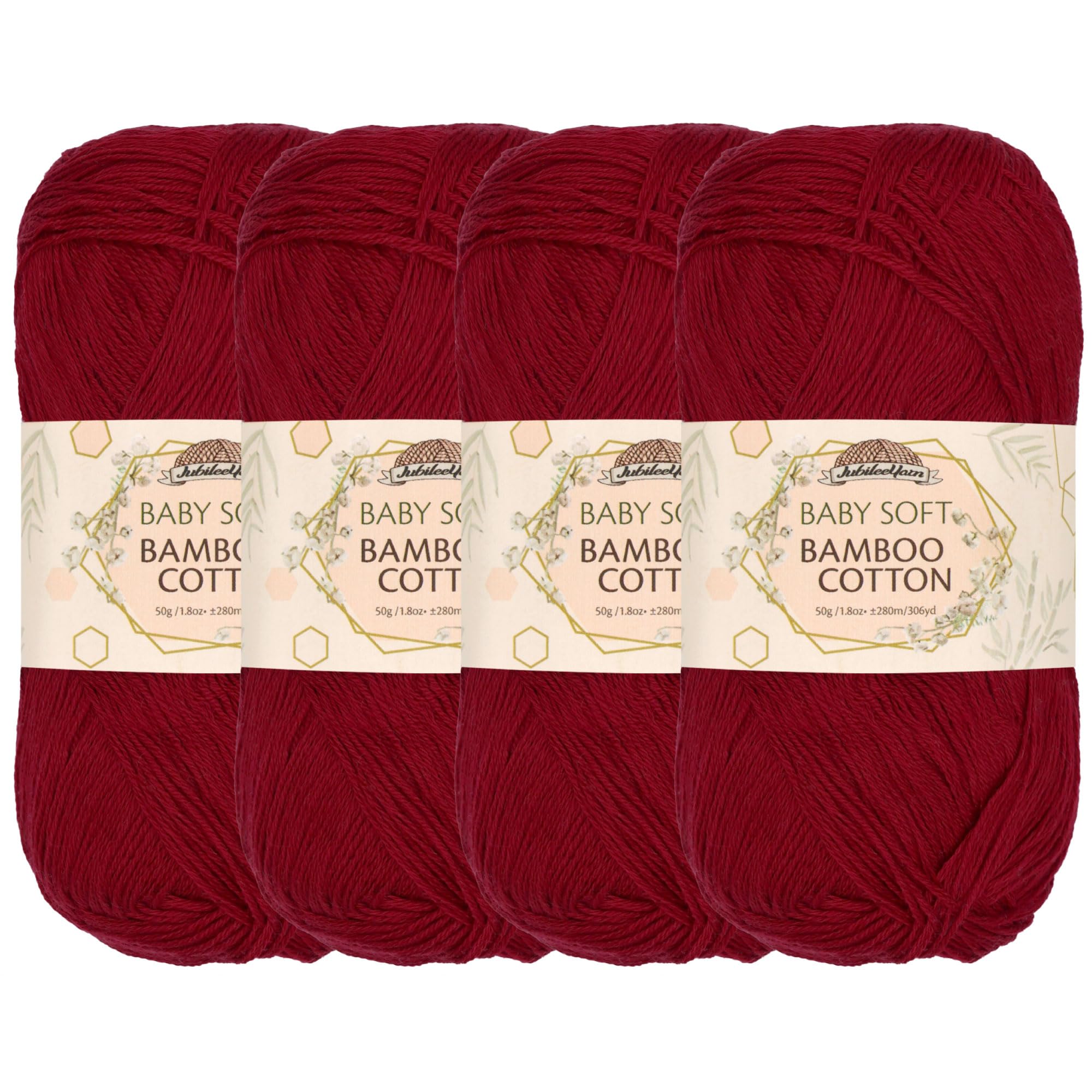JubileeYarn Baby Soft Bamboo Cotton Yarn - 50g/Skein - Merlot - 4 Skeins — image 1