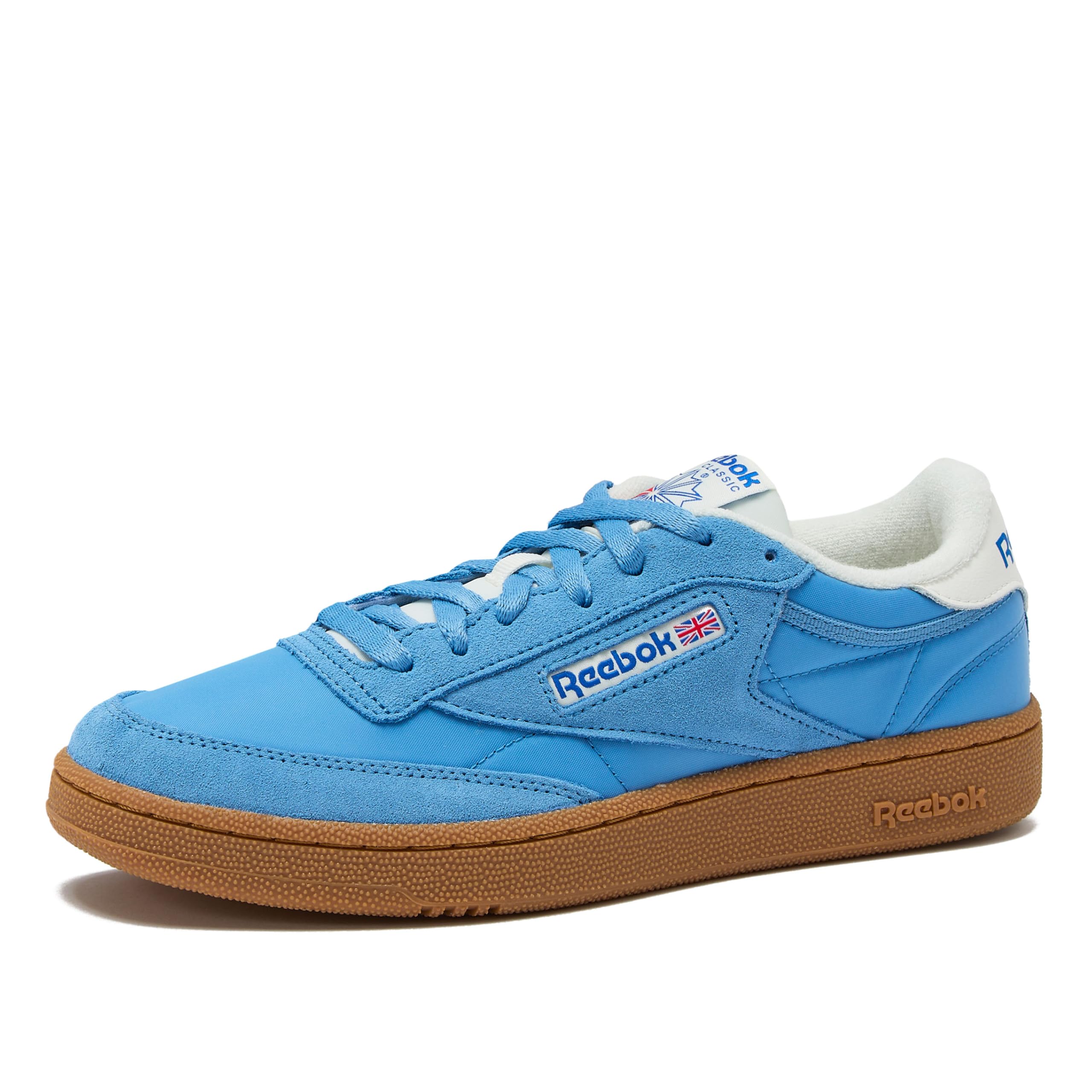 Reebok Club C 85 Mens Tennis Shoes, Casual Fashion White Sneakers for Men, Essential Blue/Chalk/Gum, 9.5 Image