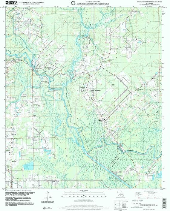 YellowMaps French Settlement LA topo map, 124000 Scale, 7