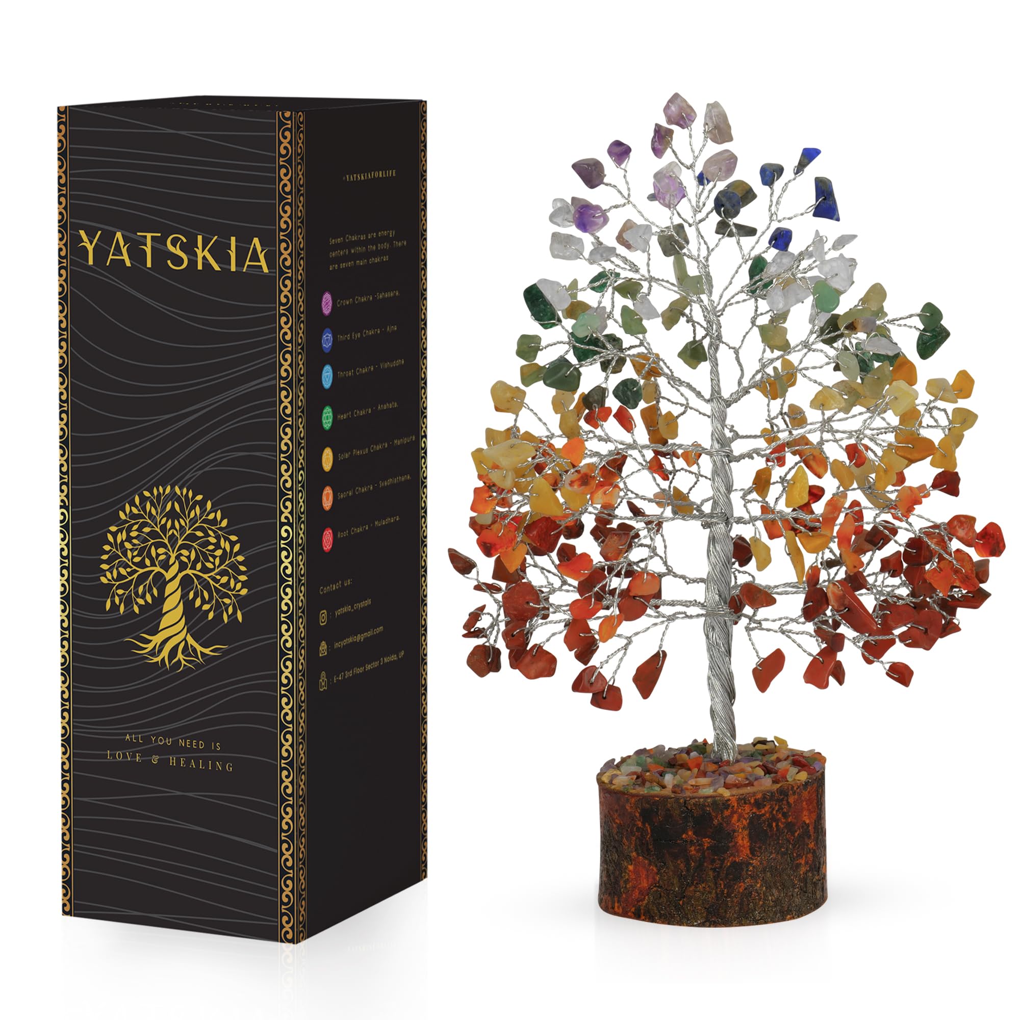 Chakra Tree of Life Decor - Crystal Tree - Spiritual Home Decor - Meditation Gifts with Chakra Stones