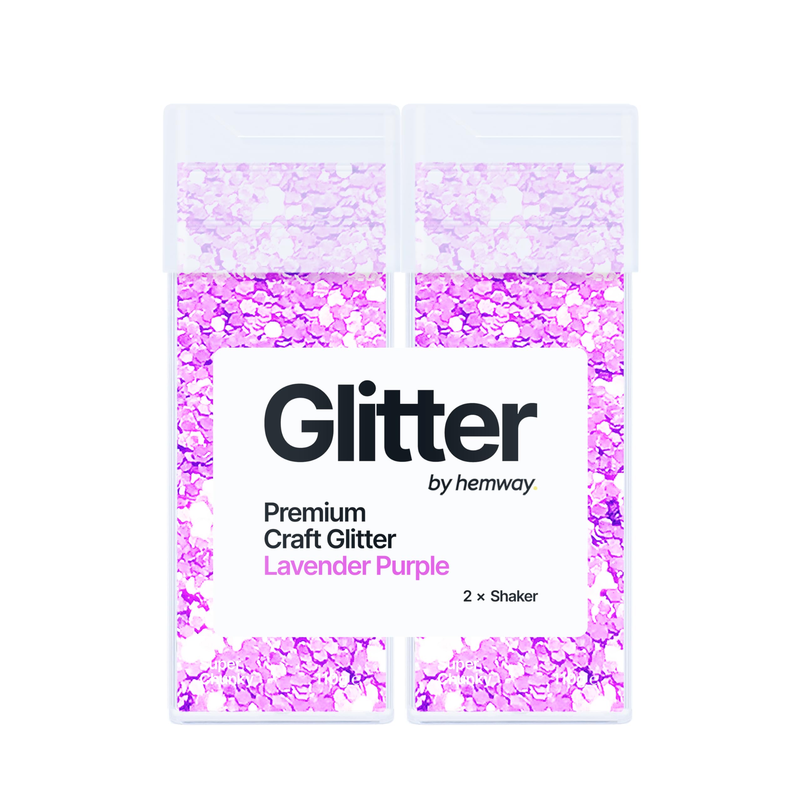 Hemway Glitter Shaker Lavender Purple 110g x2 Pack Super Chunky, Craft Glitter Shakers for Resin & Epoxy Crafts, Christmas Art Supplies, Nail, Body, Face, Eye, Festival, Crafting, Slime, Sparkle