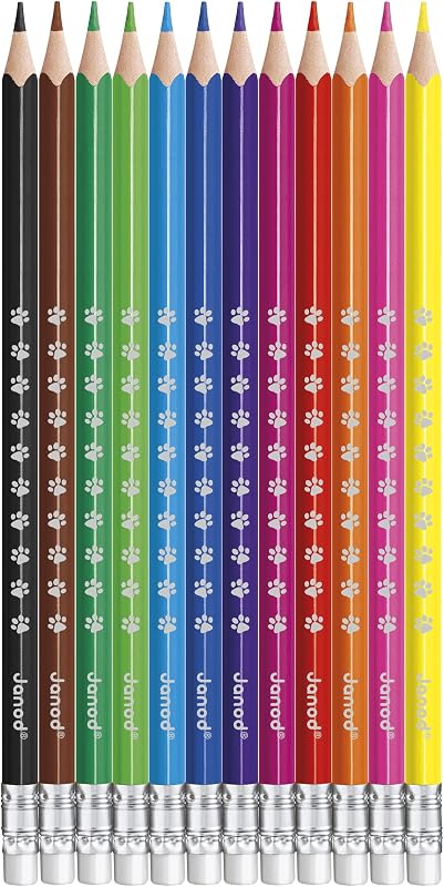 - 12 lápis de cor apagáveis - Lápis de cor de resina com ponta de borracha - Forma ergonómica - Mina fina e resistente - Desenhos e coloração - Desde os 3 anos - J07414