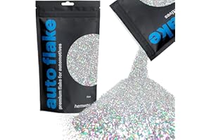 Hemway Premium Automotive Glitter 100g Flake Paint Additive - Silver Holographic | Fine Metal Flakes for Car, Truck, RV, Moto