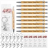 Tenceur 20 Set Firefighter Appreciation Gifts Bulk Fireman Keychains Bamboo Ballpoint Pens Thank You Cards for Women Men Fire Fighters Christmas Birthday Retirement Gifts