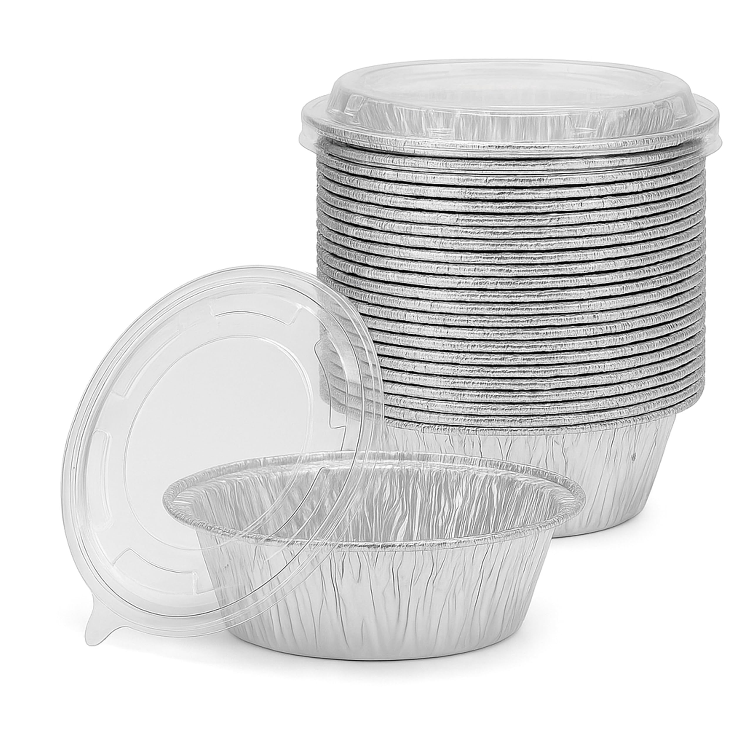 Photo 1 of AIDUZETY [20 Pack] 5" Disposable Foil Baking Pans with Lids – Round Aluminum Food Containers for Oven Use, Takeout, Storage, and Meal Prep