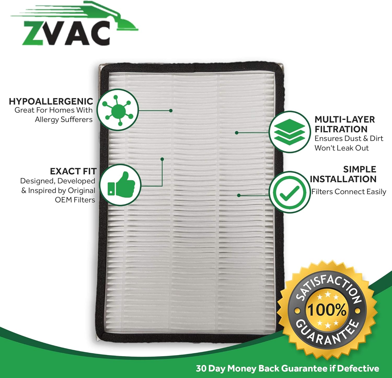 ZVAC Replacement Vacuum Cleaner HEPA Filter # 20 86689 Compatible with Kenmore Progressive HEPA Upright and Canister Replaces Sears 20-86889 - 2 Pack: Health & Personal Care