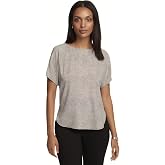 Anne Klein Womens Short Sleeve Blouse with Bateau Neckline