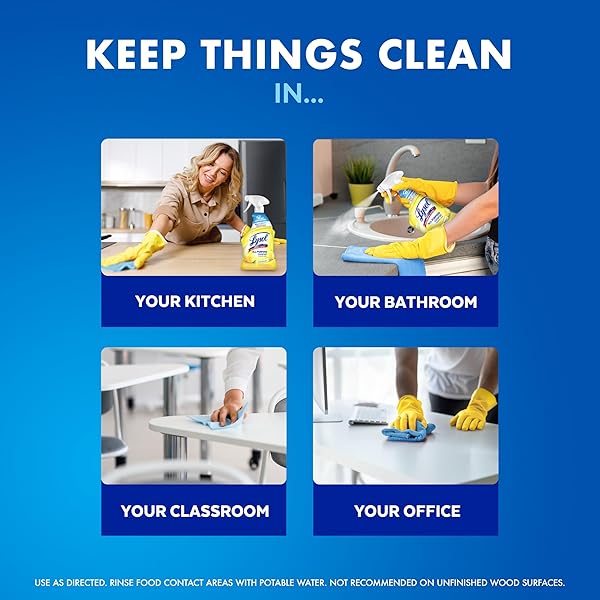 LYSOL ALL PURPOSE CLEANER SPRAY, MULTI-PURPOSE DISINFECTING SPRAY, KITCHEN & BATHROOM CLEANER, LEMON BREEZE SCENT, 32 FL OZ