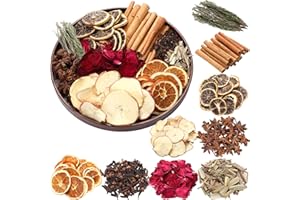 Knitgrip 1 Pack Christmas Potpourri Simmer Pot Simmering Potpourri Bowl Filler Xmas Simmer Pot Kit for Stove Dried Orange Apple Slices Cinnamon Sticks Stovetop for Xmas Decor (Flower Scent)