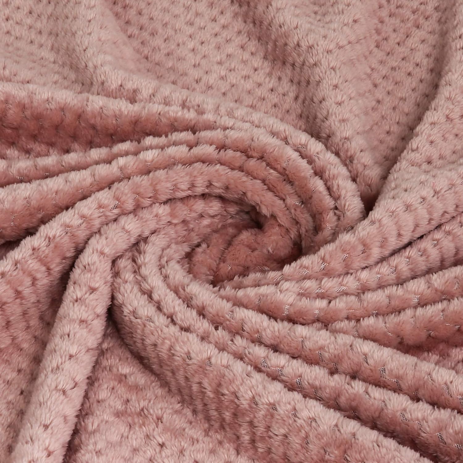 Exclusivo Mezcla Waffle Flannel Fleece Velvet Plush Large Throw Blanket – 50" x 70" (Pink): Home & Kitchen