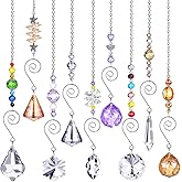 Hicarer 9 Pcs Crystal Suncatchers Hanging Catchers with Chain Colorful Glass Pendant Beads Chandelier Prism Ornament for Window Home Wall Cars Decor Wedding Birthday Anniversary Party Gifts