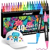 Pagather Fabric Markers, 40 Colors Dual Tip Pens for Clothes | For T-Shirts, Tote Bags, Canvas, Shoes &amp; DIY Fabric Projects, Create Detailed Designs and Creative Patterns