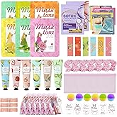 54PCS Spa Party Supplies for Girls, Spa Party Favors Include Facial Masks,Under Eye Patches, Lip Balm, Foot Bath Bombs, Hand Cream, Compressed Towel, Hair Band for Six Girls, Sleepover Party gifts