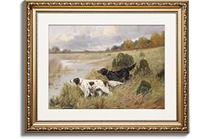 ARPEOTCY Vintage Gold Framed Wall Art, Retro River Landscape Paintings, Canvas Prints Artwork with Antique Frame, Victorian Wall Picture Decor for Room Gallery Living Room, 13x16 inch