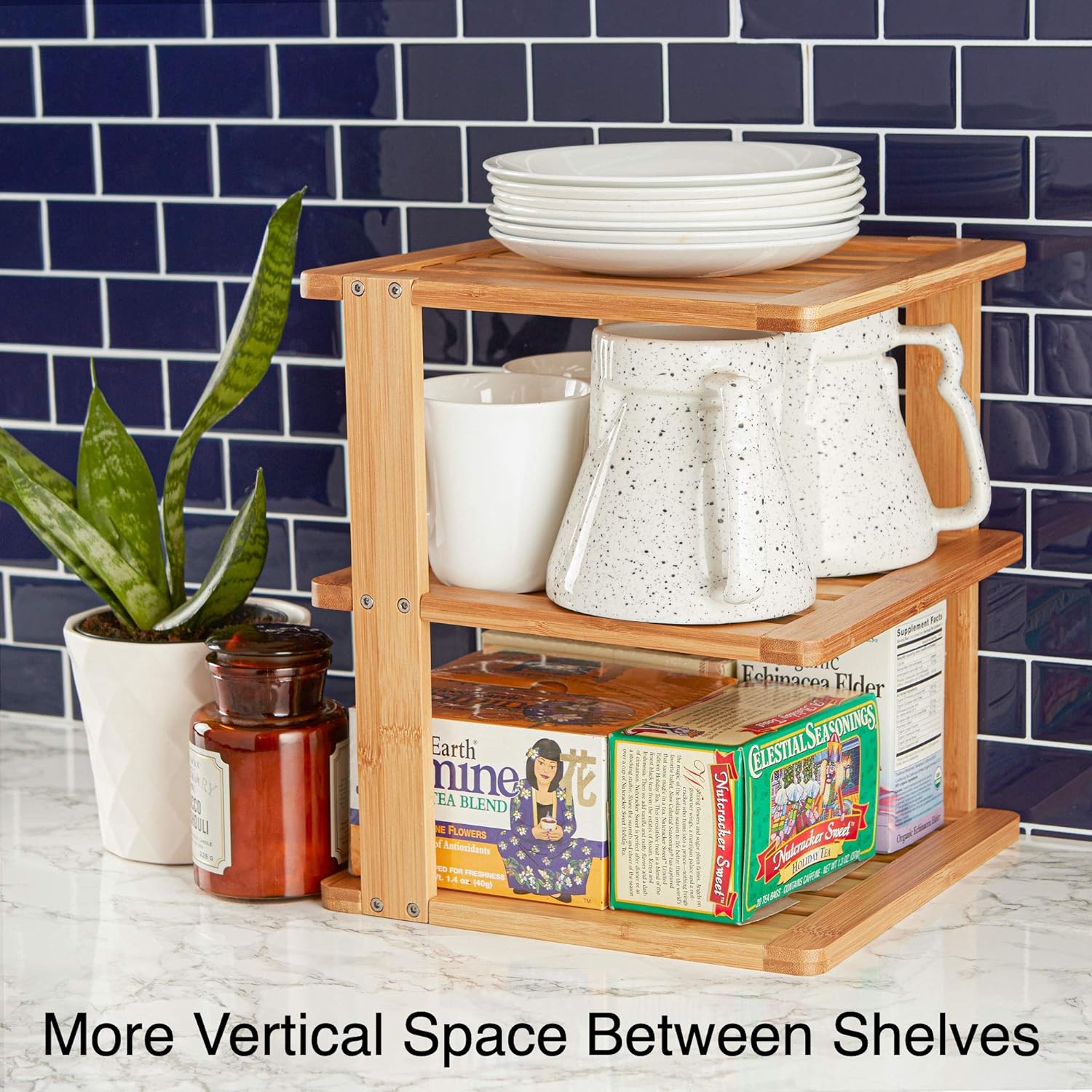 Bamboo Corner Shelf - 3 Tier 10 x 10 inch and 11.5 inches high. Kitchen Cabinet Organizer - Pantry Organization and Storage - Bathroom Countertop Shelves: Kitchen & Dining