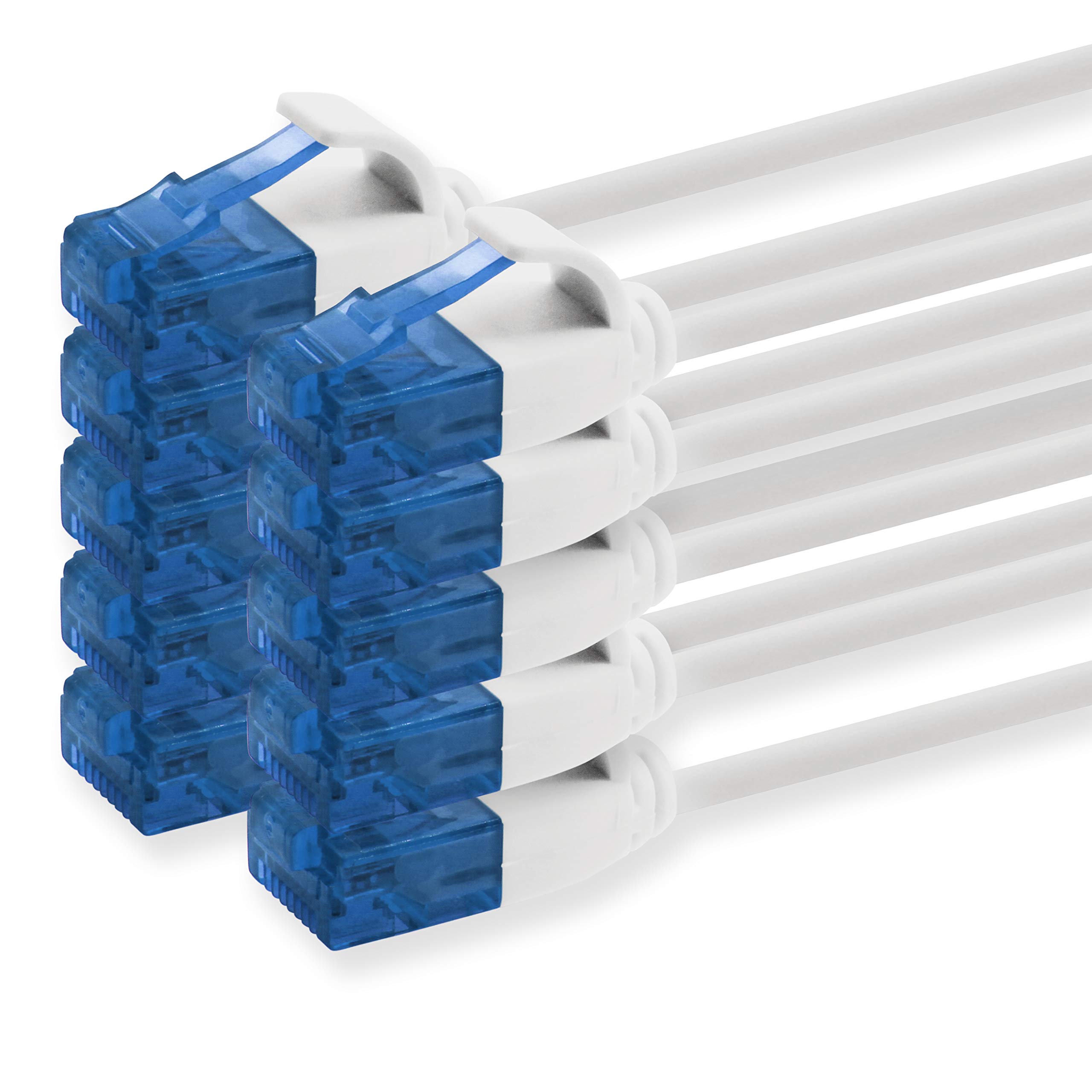 1aTTack.de 660318 Cat6 Cat.6 Cable Cat Network Cable 0.5m - Patch Cable Slim Cable (Small Diameter - Very Flexible) 1000 Mbit/s - Pack of 10 - White