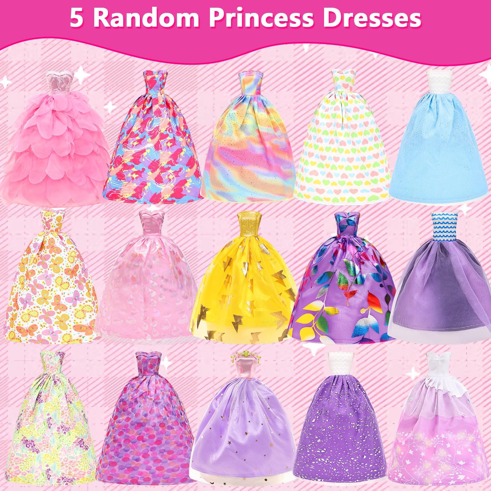 80 PCS Doll Clothes and Accessories 5 Wedding Gowns 9 Fashion Dresses 3 Tops 3 Pants 1 Evening Dresses 2 Swimsuits Bikini 20 Hangers 18 Shoes and 22 Accessories Toys for 11.5 inch Doll
