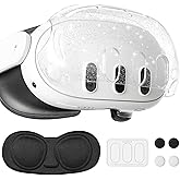 veoyya Protective Case for Meta Quest 3 - Quest 3 Lens Protector,VR Accessories for Meta Quest 3,Include Impact Resistant Cover Lens Cover Lens Tempered Glass Protector,4 Joystick Caps