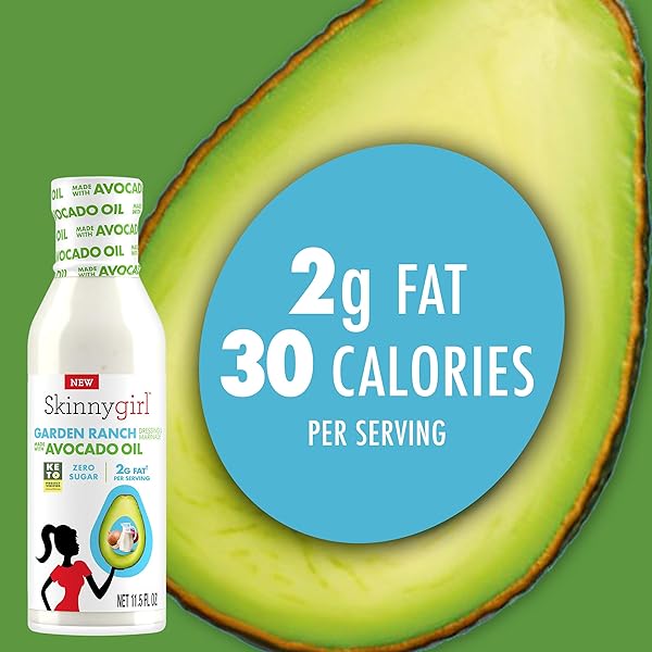 SKINNYGIRL SUGAR FREE GLUTEN FREE AVOCADO OIL SALAD DRESSING, GARDEN RANCH, 11.5 OUNCE