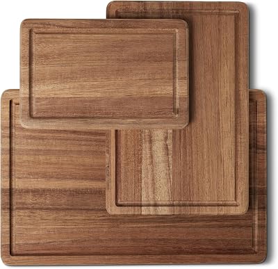 Holzschneidebretter, 3-teiliges Set, Akazienholz, vorgeölt