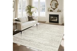 Srugn Washable Rugs 8x10 Area Rugs for Living Room,Ultra Soft Faux Wool Retro Rugs for Bedroom,Dining Room,Non Slip&Non-Shedding Low Pile Vintage Print Rug Indoor Large Carpets for Home Office Decor
