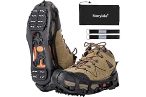 Starrylake Ice Snow Traction Cleats with 24 Steel Studs Crampons Anti Slip for Walking, S/M/L/XL