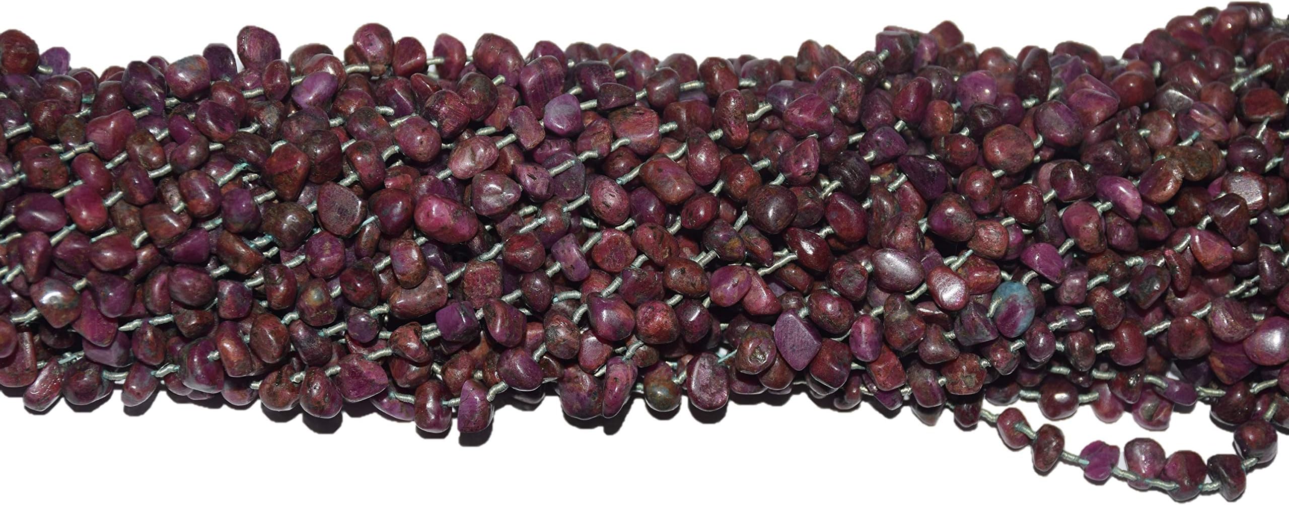 ShreeCrystalsBeads Ruby Beads Natural Stone Gemstone Chips Loose Beads for Jewelry Making, Ruby Chips, 2 Strands Each of 34" Length