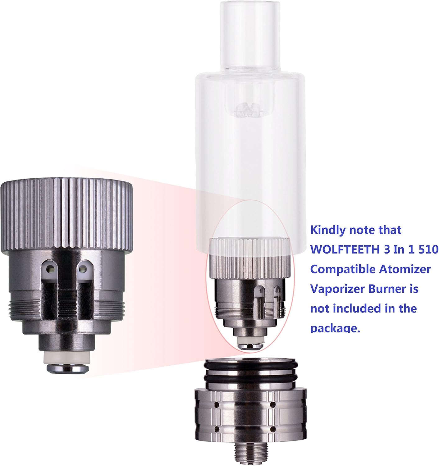 WOLFTEETH 1 Pack Genuine 0.5ohm Atomizer A Core Coil Head Replacement for WOLFTEETH MR. Bald III A Core 3 in 1 510 Compatible Atomizer Vaporizer Burner | Replaceable Core | Nicotine Free 113101 - Image 3