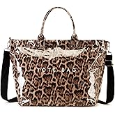 GISMTR Large PVC Tote Bag for Women Letters Print Handbags Kraft Paper Shoulder Bag for Work Travel