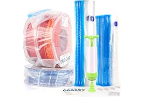 AMOLEN Filament Storage Bag Vacuum Kit with Two Sizes - 51 PCS Cleaning Drying Sealed 25 Bags for 3D Printer Filament with Desiccants/Humidity Indicator Cards/Clips/Hand Pump