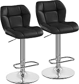 Yaheetech Bar Stools Set of 2 PU Leather Swivel Adjustable Height Black