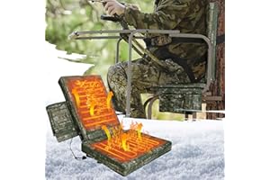 ALPHATOOL Hunting Heated Seat Cushion with Cozy Backrest, 2 Individual Heating Pads- Adjustable USB Powered Detachable Seat Warmer for Outdoor Tree Stand Ladder Stand Bleachers (Power Bank not Included)