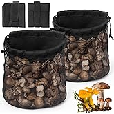 ProtectHobby 2-Pack Large Mushroom Foraging Bag, Folding Mesh Pouch Berry Pickers, Outdoor Multipurpose Dump Pouch for Belt for Travel Camping Hiking (Black)