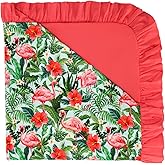 DREAMHALO Premium Baby Blankets, Soft Viscose from Bamboo Blanket for Girls, Nursery Crib Bedding Quilt for Newborn and Toddler, Ruffle Blanket Cooling for Hot Sleepers, 50''x50'' Flamingo