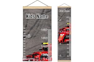 Personalized Kids Name Growth Chart Ruler for Wall Wood Frame Height Measure Chart 13.4x56 in Linen Hanging Height Growth Cha
