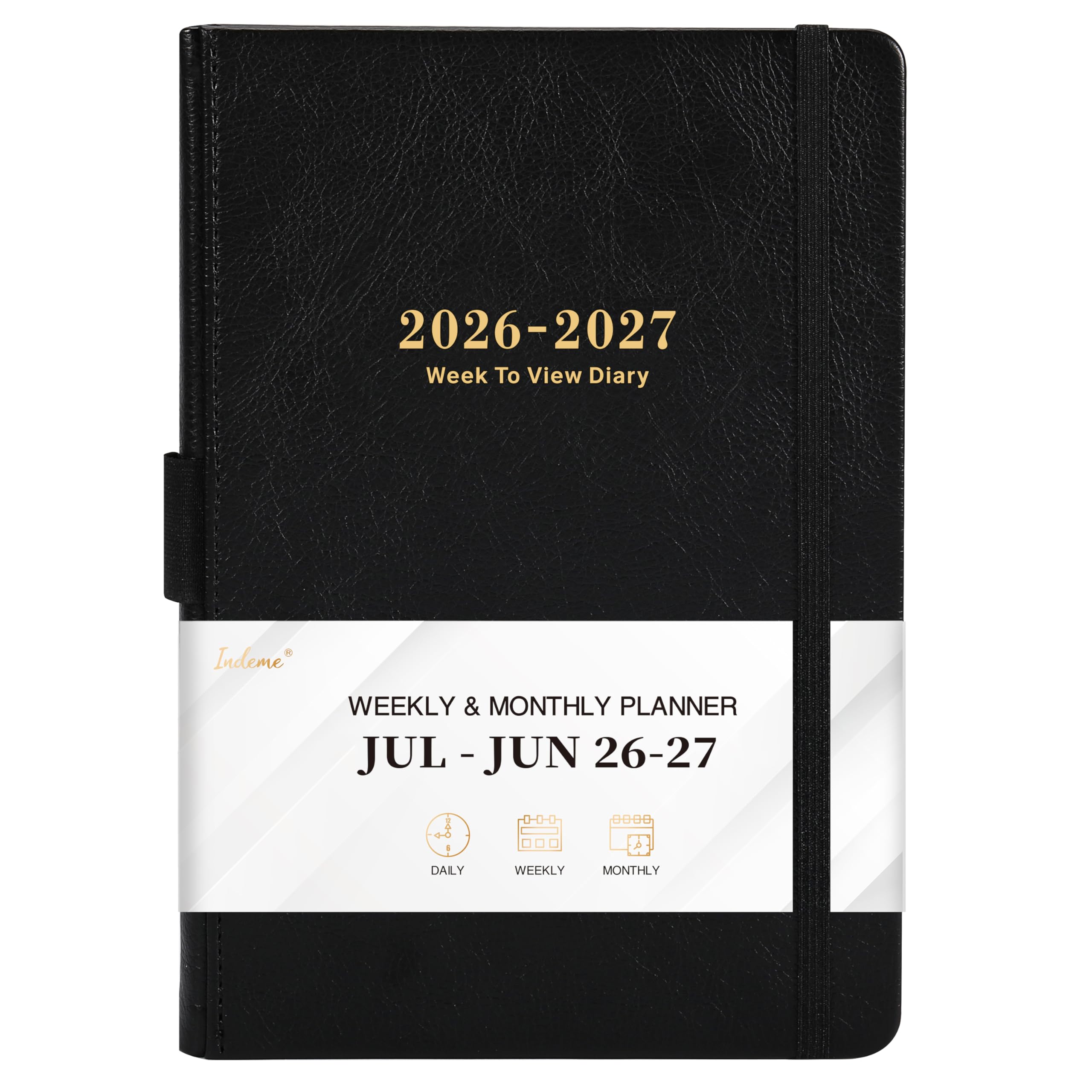 Academic Diary 2026-2027 - Diary 2026-2027 A5 Week to View from July 2026 to June 2027, 14.6 X 21 cm, A5 Premium Thicker Paper with Pen Holder, Inner Pocket and 88 Notes Pages, black