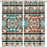 LOMADIA Aztec Blackout Curtain, Rustic Western Fantasy Boho Tribal Southwest Native American Pattern Decor Window Rod Pocket Thermal Insulated Curtains Panels for Bedroom Living Room Drapes 42x45in
