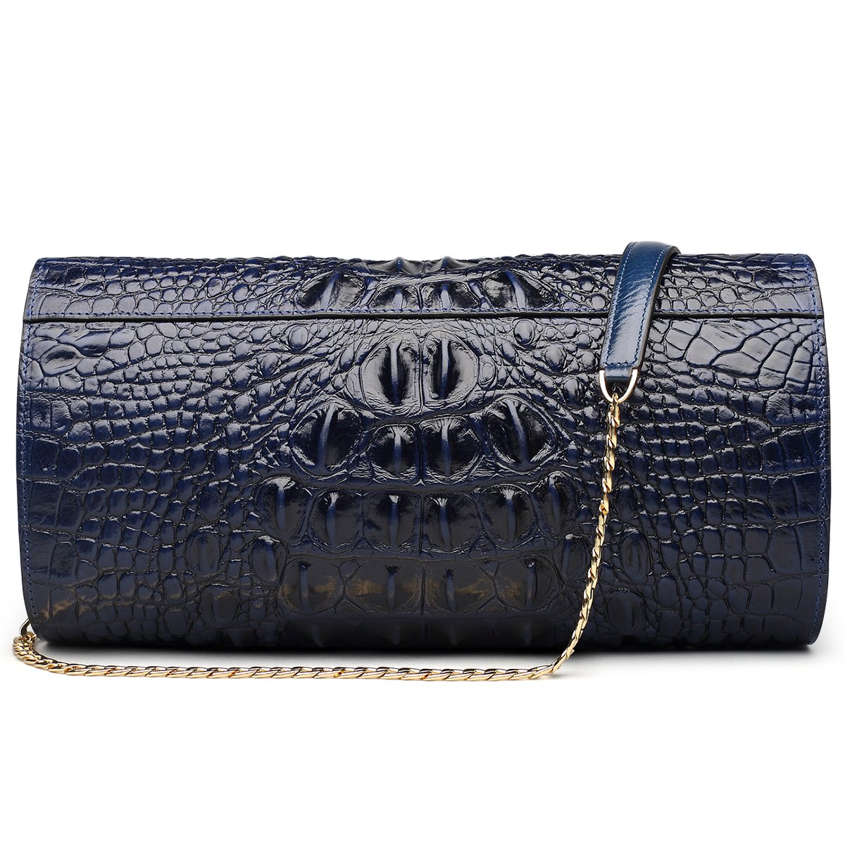 ZOOLER GLOBAL Genuine Leather Purse Clutch Crossbody Bag Crocodile Embrossed Blue
