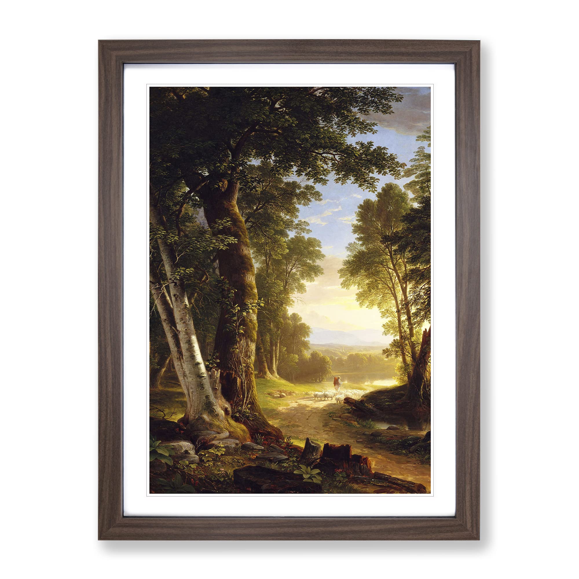 Asher Brown Durand The Beeches Classic Painting Framed Wall Art Print, Ready to Hang Picture for Living Room Bedroom Home Office Décor, Walnut A3 (34 x 46 cm)