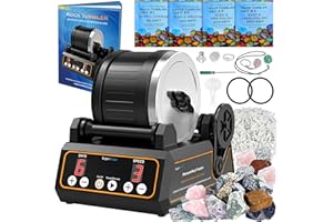 Rock Tumbler Kit, K1 Professional Large 2.5LB Capacity Edition - Memory Function, Digital Timer & Variable Speeds: Includes A