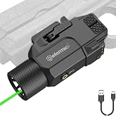 Defentac 1800 Lumens Pistol Light Laser Combo with Quick Release Mount | Fits Full-Size 1913 &amp; GL Rails, Not for Subcompact/ G43, with Strobe and Momentary, Green, USB-C Rechargeable